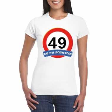 Verkeersbord 49 jaar t-shirt wit dames