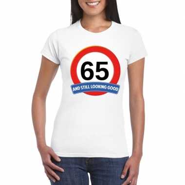 Verkeersbord 65 jaar t-shirt wit dames