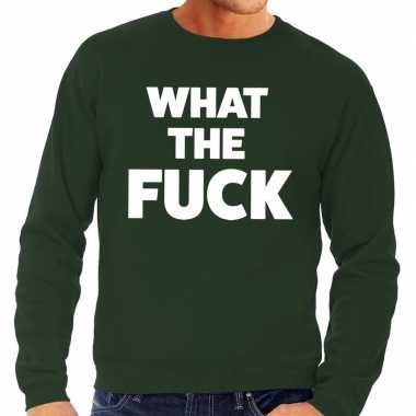 What the fuck tekst sweater groen voor heren