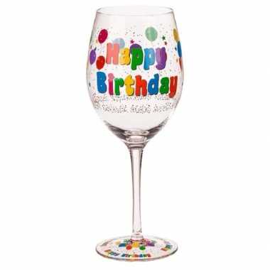 Wijnglas happy birthday 24,5 cm