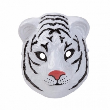 Witte tijger masker 3d plastic 22cm