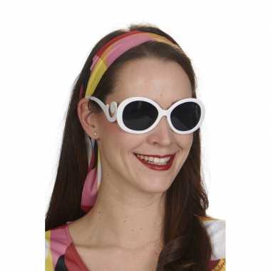Witte verkleed zonnebril rond voor dames