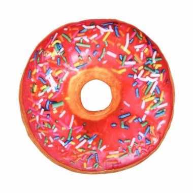 Woonaccessoire roze donut kussen 40 cm