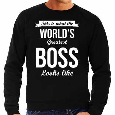 Worlds greatest boss cadeau sweater zwart voor heren