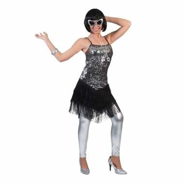 Zilver/zwart charleston verkleed jurkje voor dames