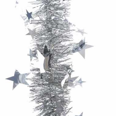 Zilveren sterren lametta guirlande 270 cm