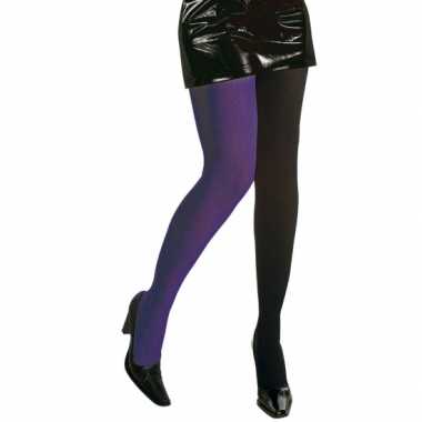 Zwart en paarse panty voor dames