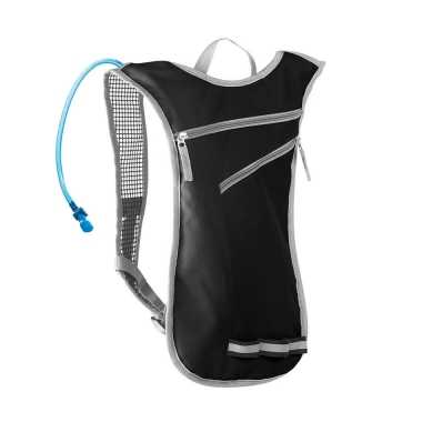 Zwarte sport rugtas/rugzak met waterzak 2 liter 32 x 50 cm
