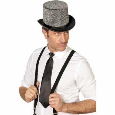 Zwarte stropdas 41 cm verkleedaccessoire voor dames/heren
