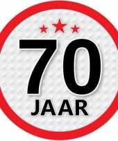 10x 70 jaar leeftijd stickers rond 15 cm verjaardag versiering trend