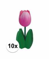 10x decoratie houten roze tulpen trend