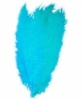 10x grote decoratie veren struisvogelveren turquoise 50 cm trend