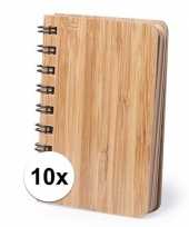 10x notitieboekjes schriftjes met bamboe kaft 9 x 12 cm trend