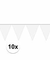 10x party vlaggenlijn wit effen trend