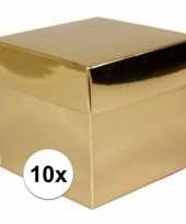10x stuks gouden cadeaudoosjes 10 cm vierkant trend