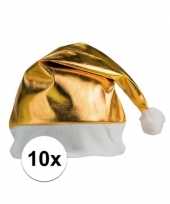 10x stuks gouden glimmende kerstmutsen trend