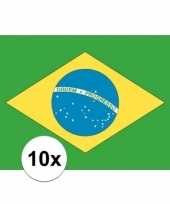 10x stuks vlag van brazilie plakstickers trend