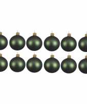 12x donkergroene glazen kerstballen 10 cm mat trend
