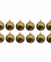 12x gouden glazen kerstballen 10 cm glans trend