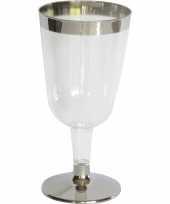 12x luxe wijnglazen zilver transparant 180 ml trend