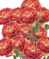 12x oranje rozen kunstbloemen 66 cm trend