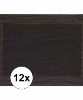 12x placemats donkerbruin geweven gevlochten met rand 45 x 30 cm trend