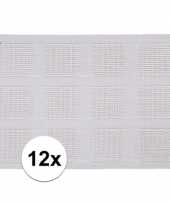 12x placemats wit geweven gevlochten 45 x 30 cm trend