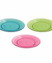 12x ronde kunststof borden gekleurd transparant 17 cm trend