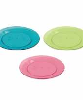 12x ronde kunststof borden gekleurd transparant 21 cm trend