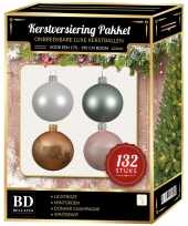 132 stuks kerstballen mix wit beige mint roze voor 180 cm boom trend