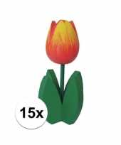 15x decoratie houten oranje tulpen trend