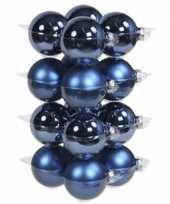 16x blauwe glazen kerstballen 8 cm mat glans trend