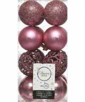 16x oud roze kerstballen 6 cm kunststof mix trend
