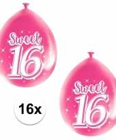 16x roze sweet 16 verjaardag ballonnen trend