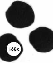 180x zwarte knutsel pompons 15 mm trend