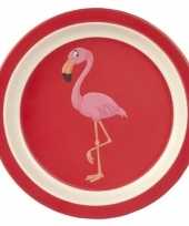 1x stuks bamboe ontbijtbordjes flamingo voor kinderen 21 cm trend
