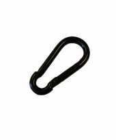 1x stuks karabijnhaak karabijnhaken zwart gelakt staal 8 cm trend