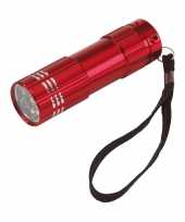 1x stuks kleine power 9x led metalen zaklamp rood trend