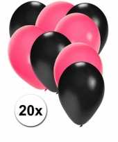 20x ballonnen sweet 16 zwart en roze trend