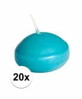 20x drijfkaarsen turquoise 4 5 cm trend
