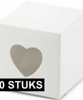 20x witte cadeaudoosjes met hart 5 cm trend