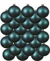 24x turquoise blauwe glazen kerstballen 8 cm mat trend