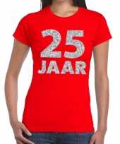 25 jaar zilver glitter verjaardag jubileum shirt rood dames trend