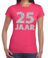 25 jaar zilver glitter verjaardag jubileum shirt roze dame trend