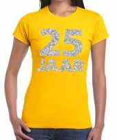 25 jaar zilver glitter verjaardag jubilieum shirt geel dames trend