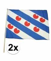 2x friesland zwaaivlaggen lichtblauw 45 x 30 cm trend