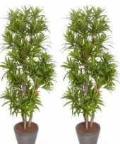 2x groene dracaena reflexa kunstplanten 120 cm voor binnen trend