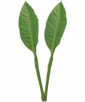 2x groene musa bananenplant blad kunsttak kunstplant 74 cm trend