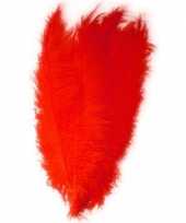 2x grote decoratie veren struisvogelveren rood 50 cm trend
