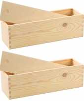 2x houten wijnkist verpakking met schuifdeksel 33 5 x 9 x 9 5 cm trend